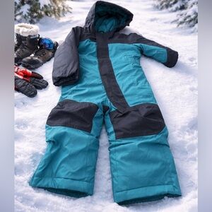 L.L.Bean Toddler Snowsuit 12–18M Teal One Piece Winter Suit Grow Cuffs